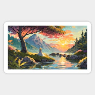 landscape painting, mountain landscape, hike and explore, v2 Sticker